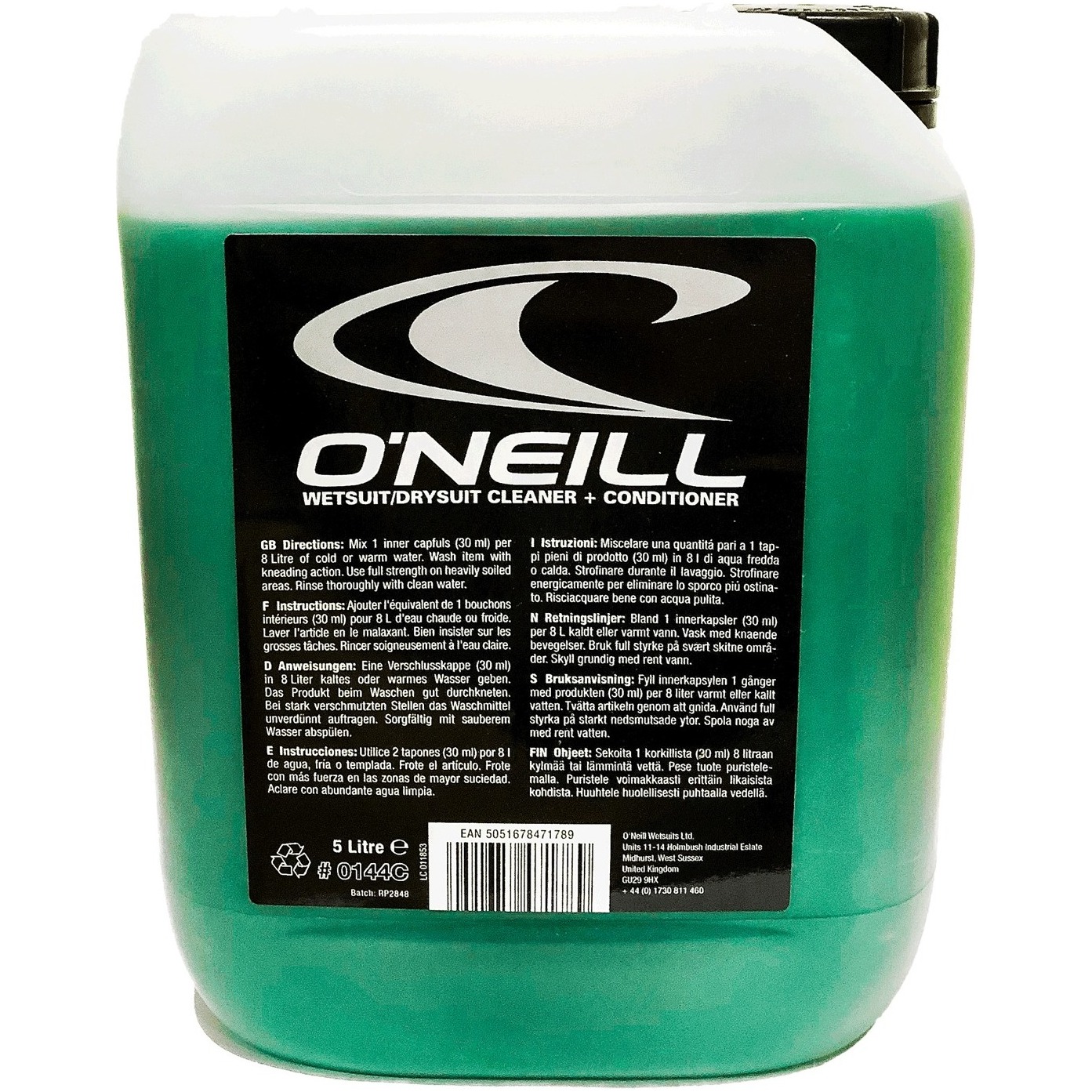 2026 O'neill Nettoyeur De Combinaison 5l 0144c - Noir
