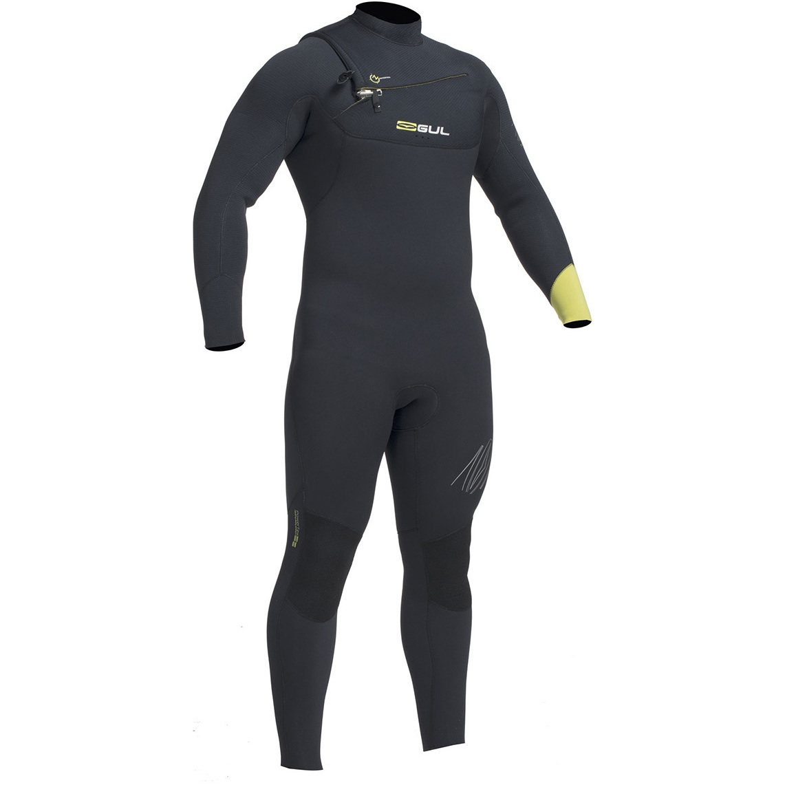 2020 Response Gul Fx 5/4mm Chest Zip Gbs Wetsuit Noir / Lime Re1242-b1