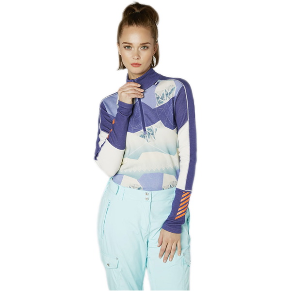 2018 Helly Hansen Femmes HH Lifa 1/2 Zip Mérinos Crew Base Layer Lavande 48343