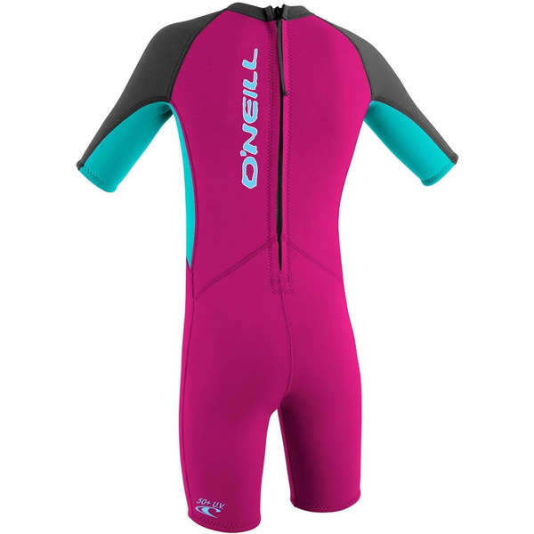 2026 O'Neill Enfants Reactor 2mm Back Zip Shorty Combinaison N&eacute;opr&egrave;ne 4867G - Berry / Aqua / Graphite