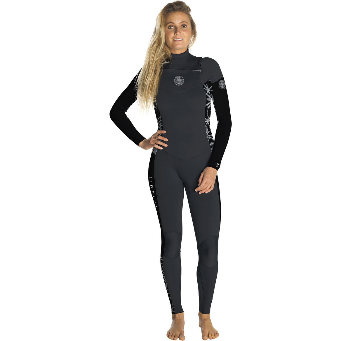 Rip Curl Femmes Dawn Patrol L' Chest Zip Dawn Patrol 3/2mm Chest Zip Combinaison Noir / Gris Wsm7ks