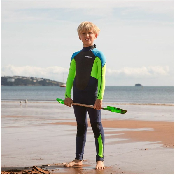 2025 Gul Enfants Response 3/2mm Flatlock Back Zip Combinaison Néoprène RE1322-C1 - Navy / Lime