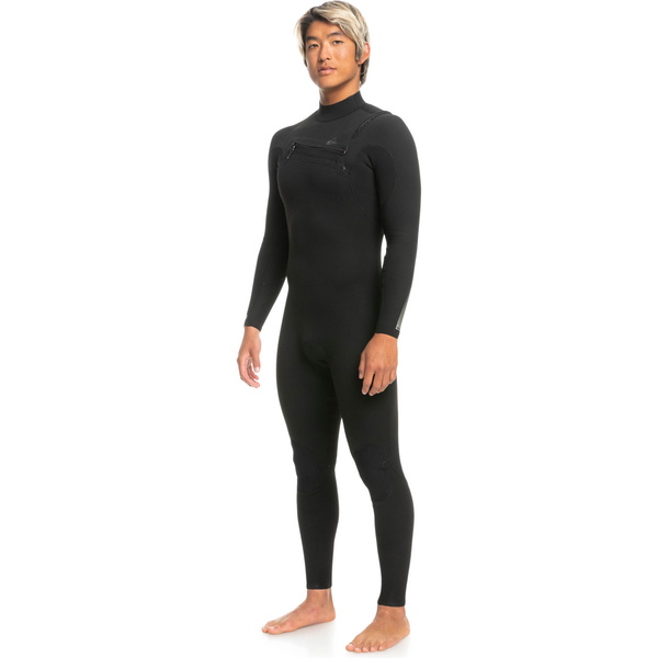 2024 Quiksilver Hommes Highline 3/2mm Chest Zip Combinaison Néoprène EQYW103157 - Black