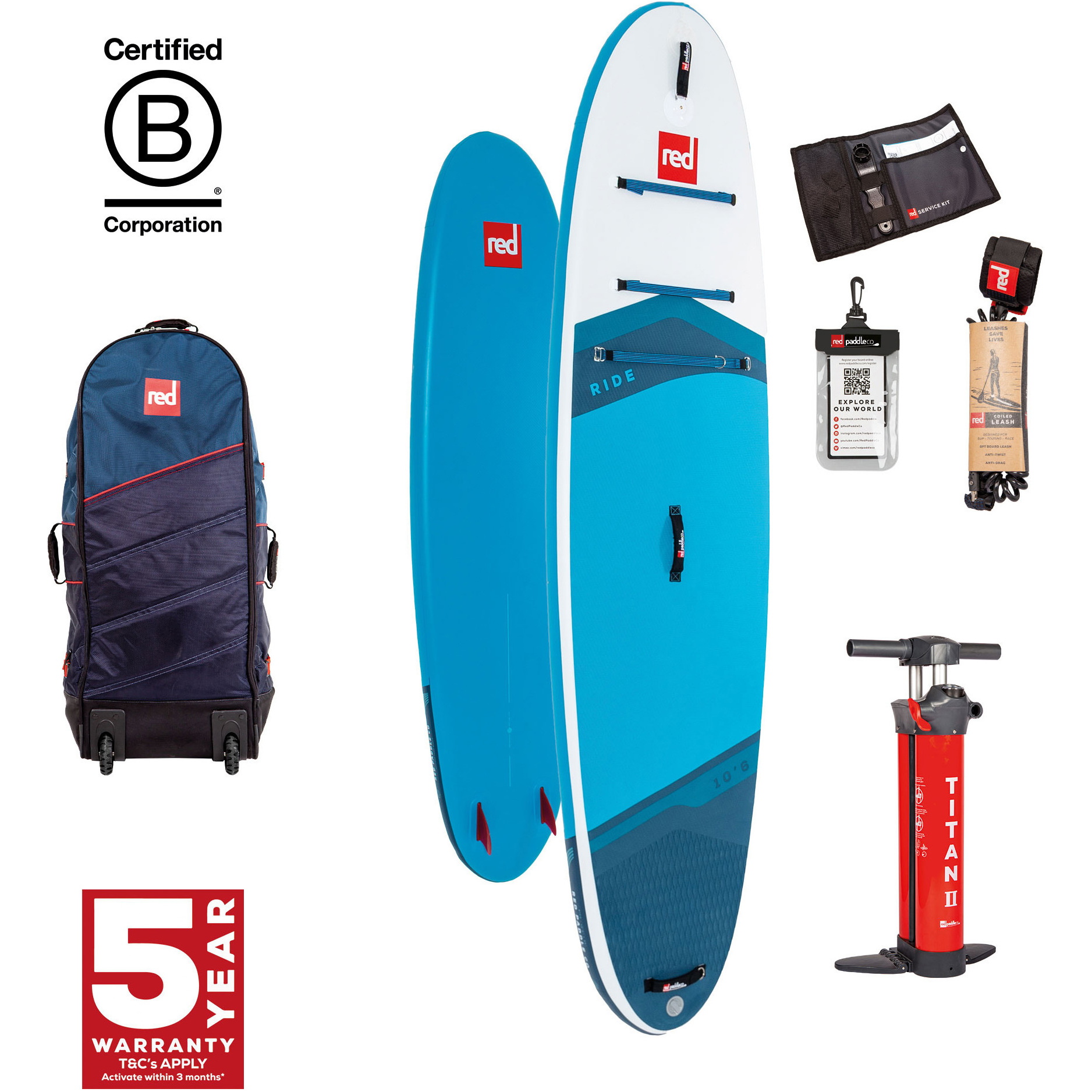 2026 Red Paddle Co 10'6'' Ride MSL Stand Up Paddle Board , Bag & Pump 001-001-001-0098 - Blue