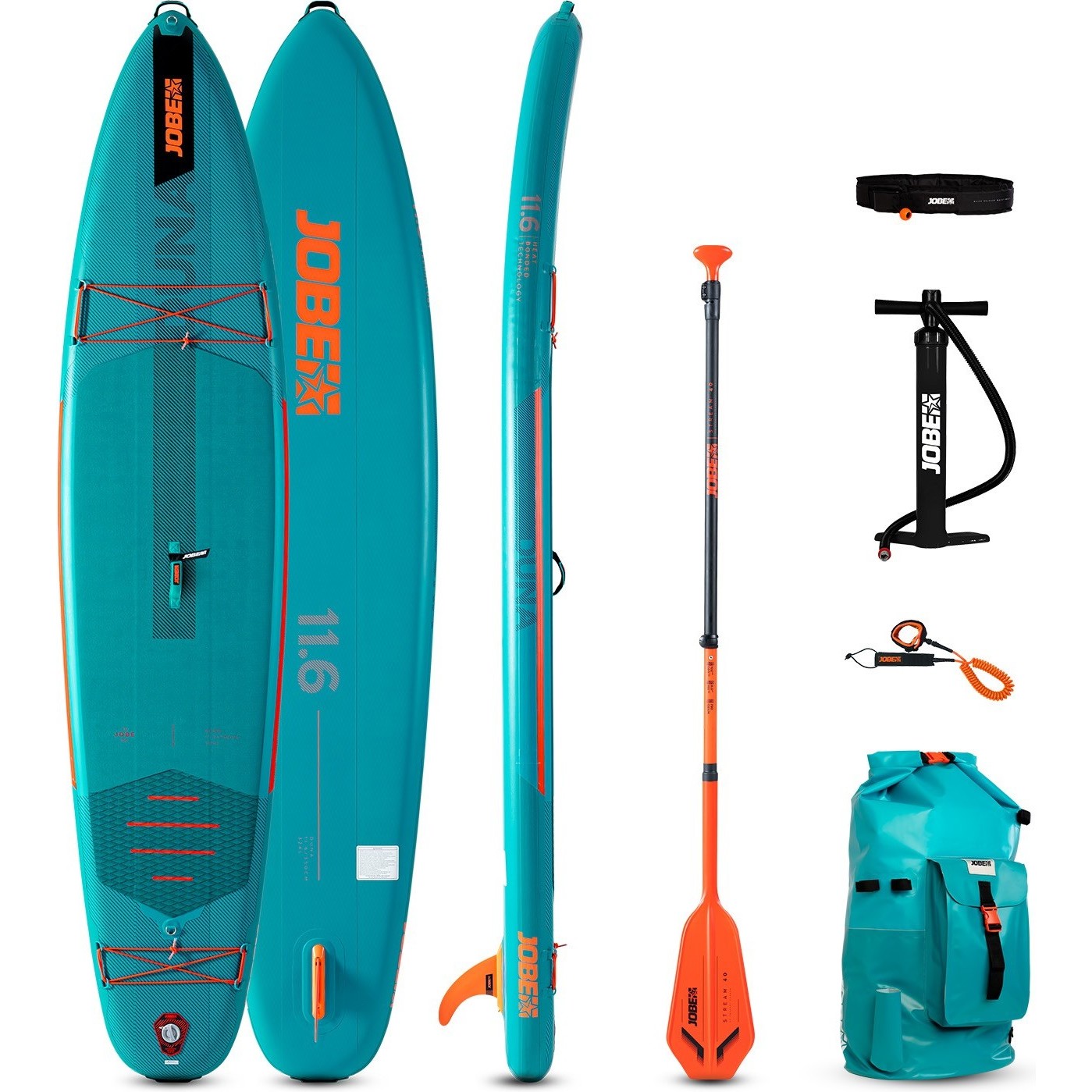 2024 Jobe Duna 11'6 Inflatable Sup Paddle Board Package 486423007 Teal - Planche, Sac, Pompe, Pagaie Et Leash