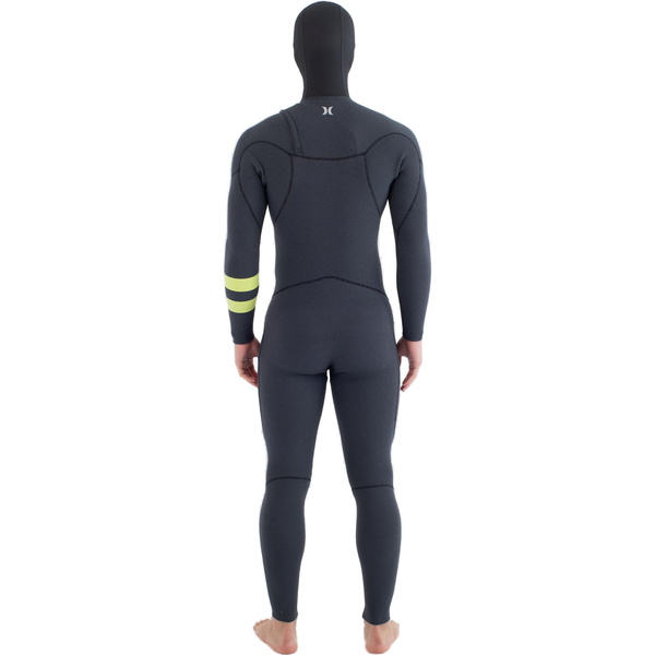 2025 Hurley Hommes Plus 5/3mm à Capuche Chest Zip Combinaison Néoprène MFS0012543 - Black / Lemon