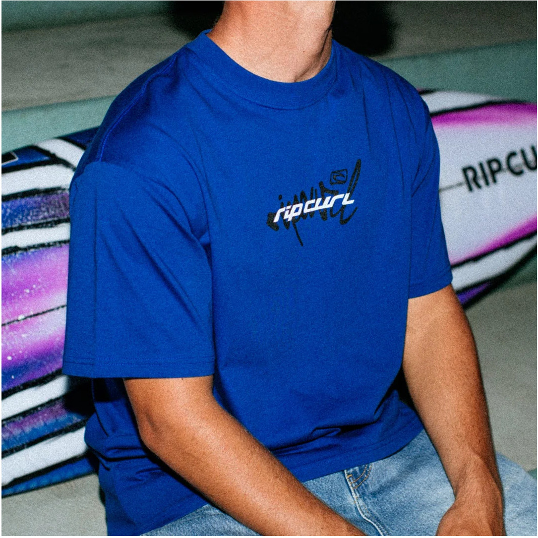 2026 Rip Curl Hommes T-shirt Inner Visions Blast Over 0XNMTE - Electric Cobalt