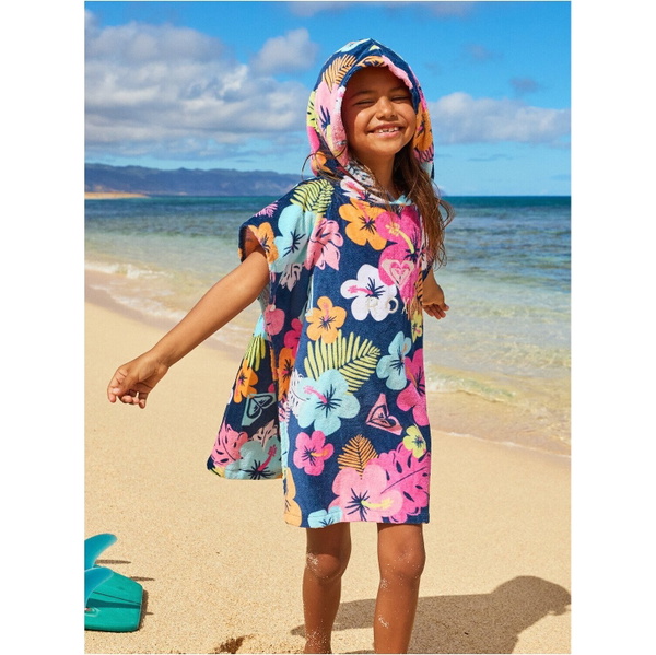 2026 Roxy Enfants Stay Magical Serviette à Capuche Imprimée ERLAA03064 - Mood Indigo Morning Flowers Tw