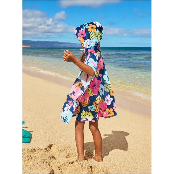 2026 Roxy Enfants Stay Magical Serviette à Capuche Imprimée ERLAA03064 - Mood Indigo Morning Flowers Tw