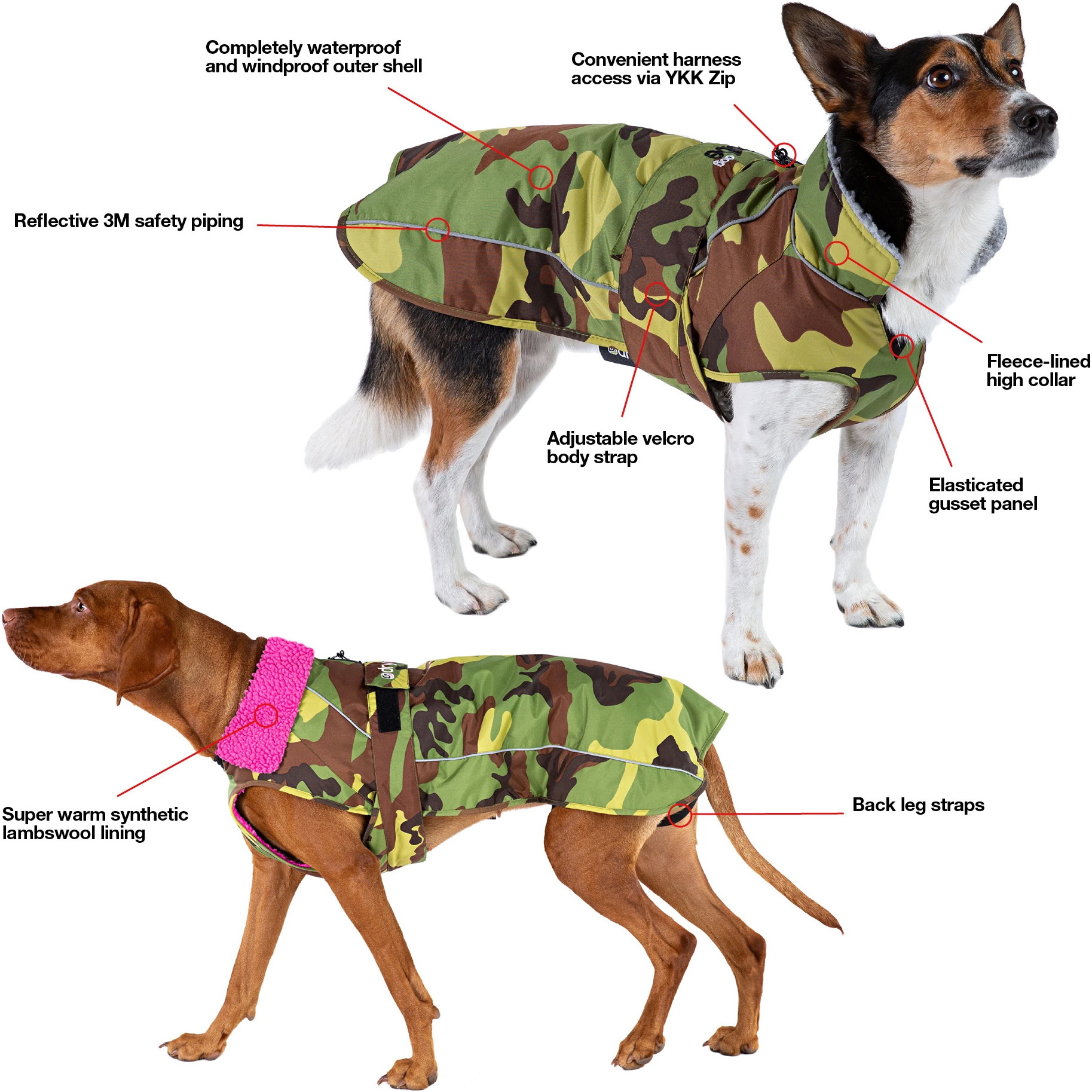 Manteau Pour Chien « 2026 Dryrobe » V3DRDC - Pink / Camouflage