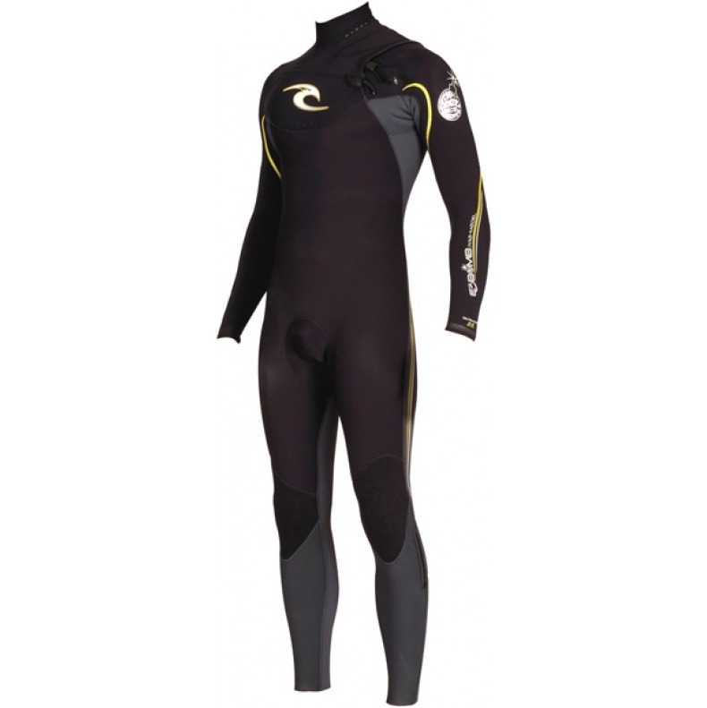 RIP CURL E-Bomb 4/3 PRO Chest Zip Steamer Wetsuit W2179E 2010 Black/yellow detail. SIZE SMALL ONLY