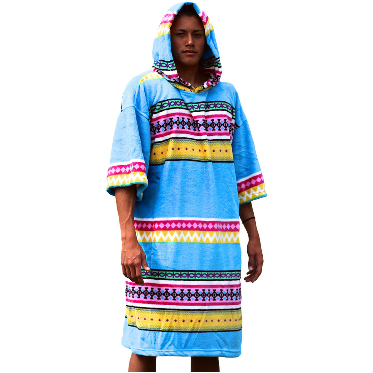 2018 TLS ROBE CHANGEANTE DE SURF À CAPUCHE / PONCHO - Stripe ethnique