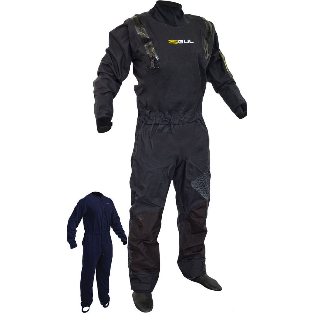 2019 Gul Des Hommes De Code Zero étirement U-zip Drysuit + Underfleece Gm0368-b5 - Noir