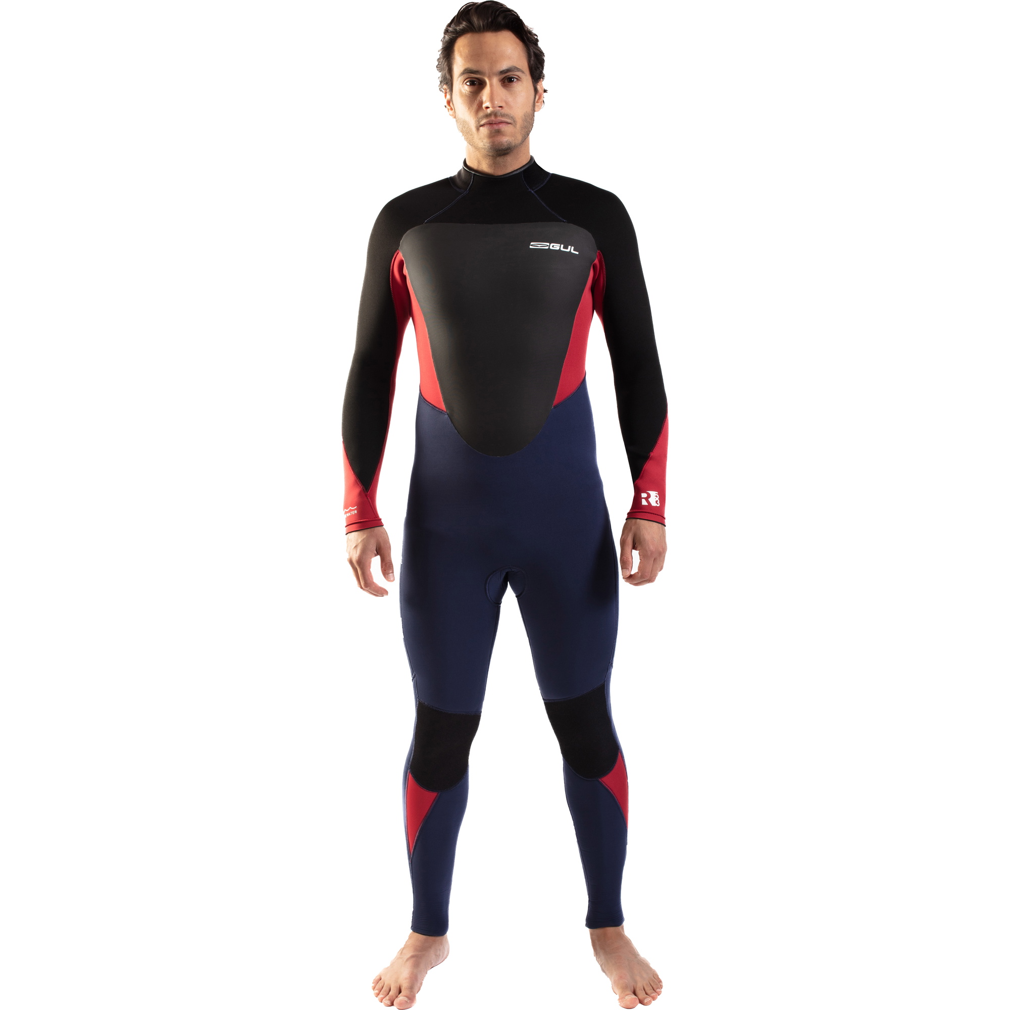 2025 Gul Hommes Response 4/3mm GBS Back Zip Combinaison Néoprène RE1246-C1 - Navy / Red