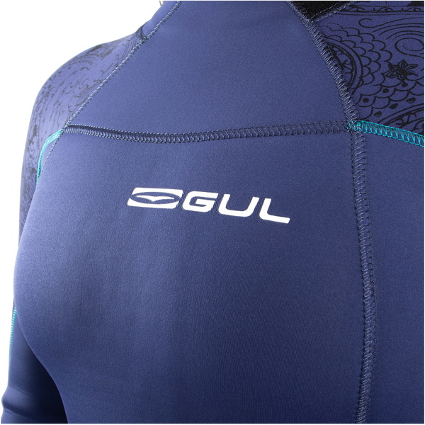 Gul Femmes Response 4/3mm GBS Back Zip Combinaison Néoprène RE1248-C1 - Blue / Paisley