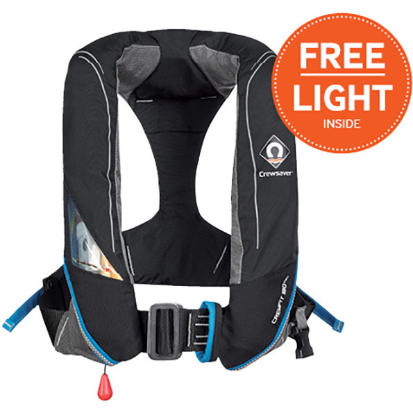 2026 Crewsaver Crewfit 180N Pro Gilet de sauvetage automatique avec harnais noir 9025BKA + FREE LIGHT
