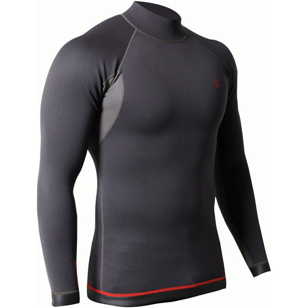 2026 Nookie Hommes Ti 1mm Haut De Combinaison à Manches Longues NE12 - Black / Rouge