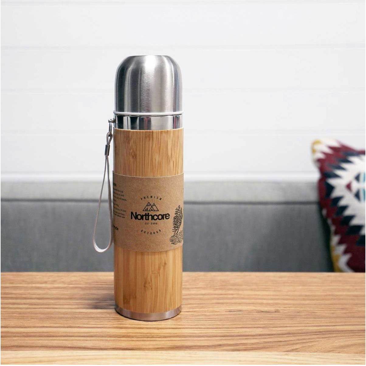 2026 Northcore Flasque En Bambou Et Acier Inoxydable Avec Tasse 360ml NOCO97B