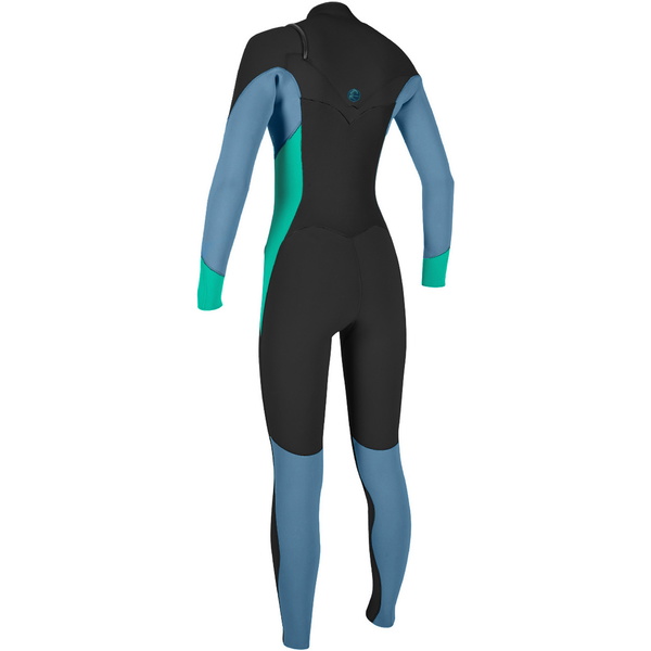 2018 O'Neill Ladies O'Reine O'Riginal 5 / 4mm poitrine Zip Wetsuit BLACK / SEAGLASS / BLUE 4997