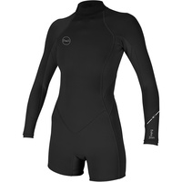 Bahia Femmes 2/1mm Back Zip Au Shorty Back Zip Manches Longues Shorty Combinaison Noire