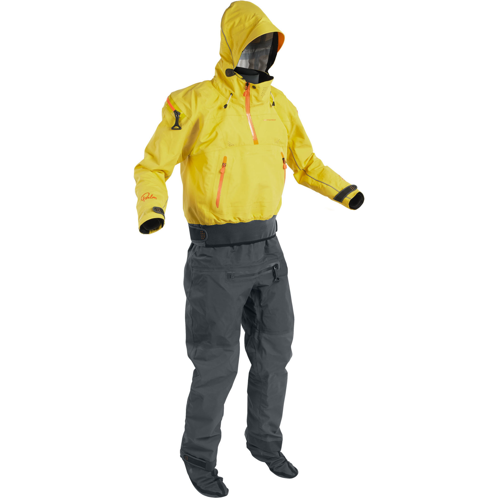 2025 Palm Hommes Bora Touring Kayak Drysuit 12382 - Yellow / Jet Grey