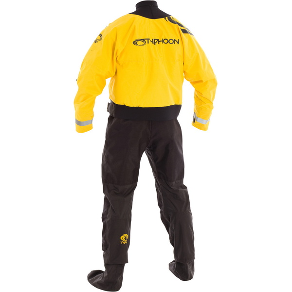 2024 Typhoon Multisport 5 Hinge Drysuit Including Con Zip & Underfleece BLACK / YELLOW 100165