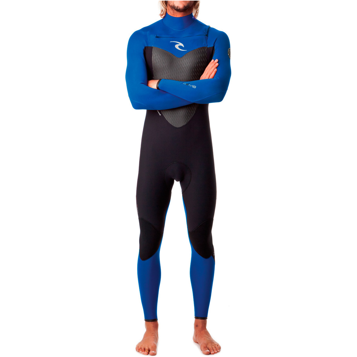 2014 Rip Curl Flashbomb 3/2 mm Go CHEST ZIP Combinaison en noir / bleu WSM4AF