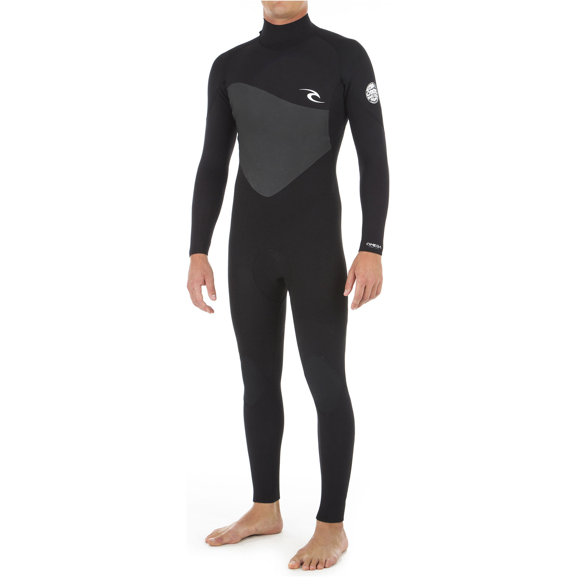 2019 Rip Curl Hommes Omega 3/2mm Flatlock Back Zip Combinaison Wsm8km Noir