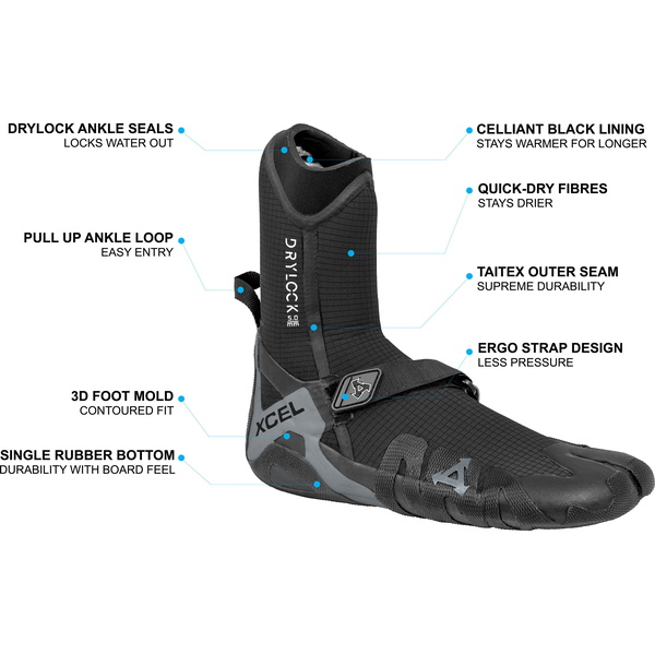 Xcel Bottes En Néoprène Drylock 5mm Split Toe ACV59017 - Black / Grey