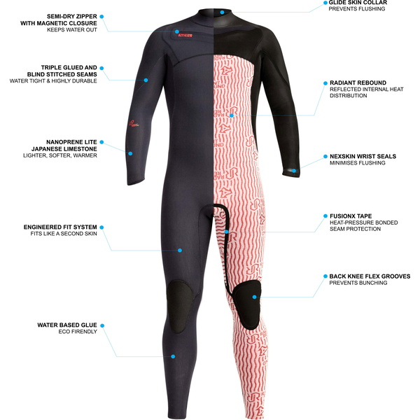 2024 Xcel Hommes Infiniti LTD 4/3mm Chest Zip Combinaison Néoprène MN43Z2L9 - Black