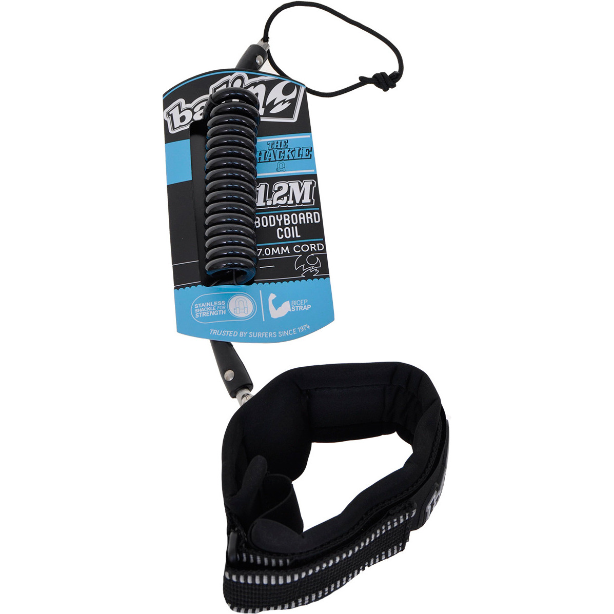 Balin La Manille Double Biceps Bobine 1.2 M Bodyboard Laisse Noir - Large