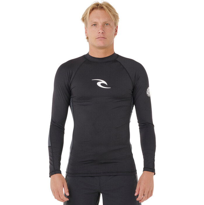 2025 Rip Curl Mens Waves Perf Long Sleeve Rash Vest 16FMRV Black