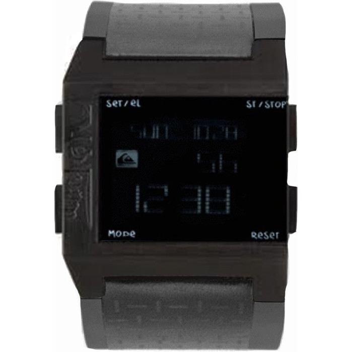 Quiksilver Hazard Digital Watch with Leather Strap BLACK Wetsuit