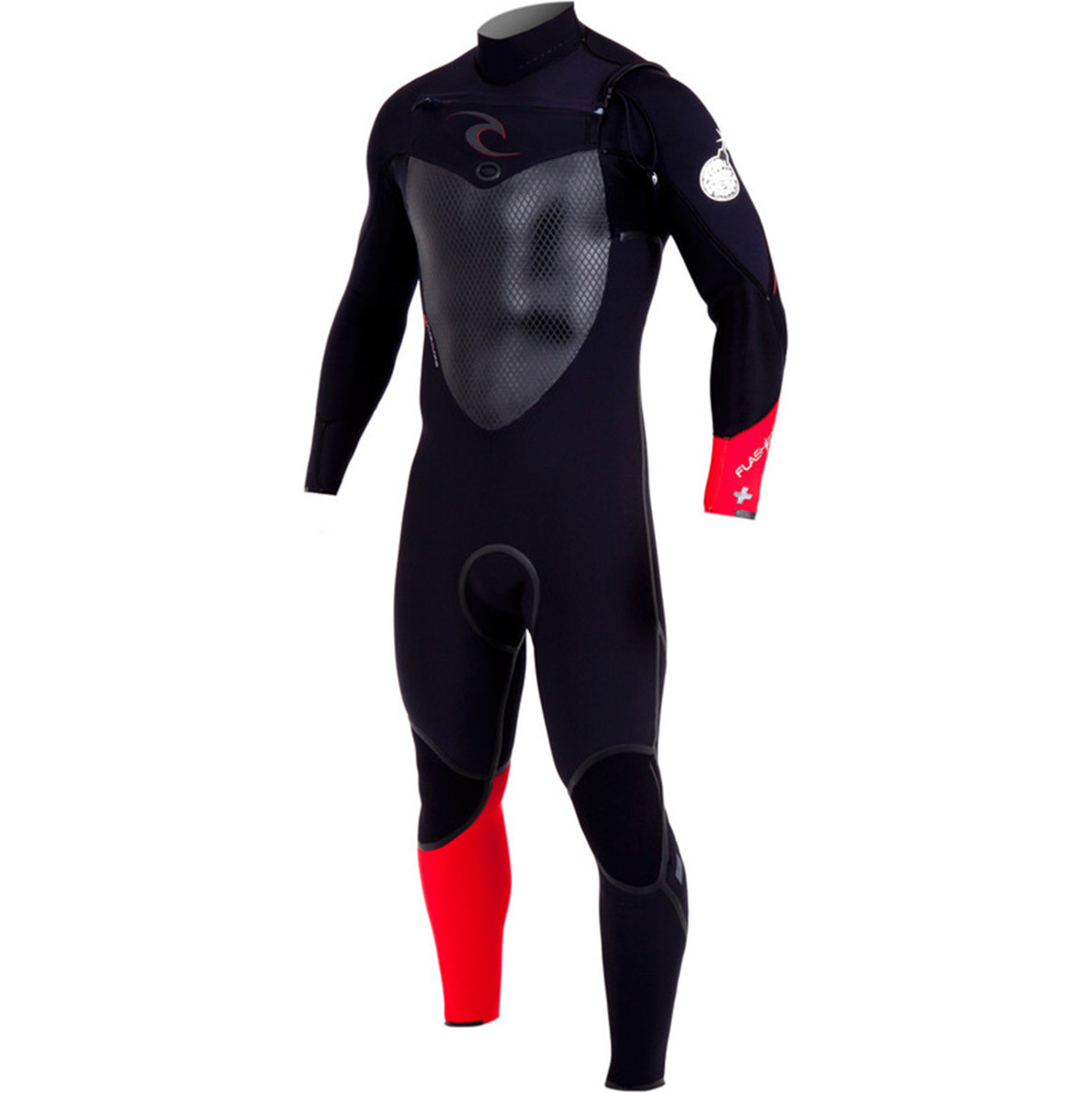 2014 Rip Curl Flashbomb PLUS 3/2 mm GBS Chest Zip Steamer Combinaison Noir / Rouge WSM4GF