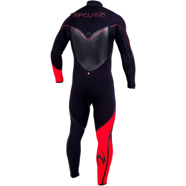2014 Rip Curl Flashbomb PLUS 3/2 mm GBS Chest Zip Steamer Combinaison Noir / Rouge WSM4GF