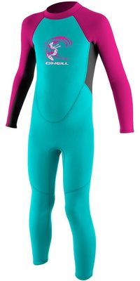 2026 ONeill Toddler Reactor 2mm Back Zip Wetsuit 4868 - Aqua / Berry