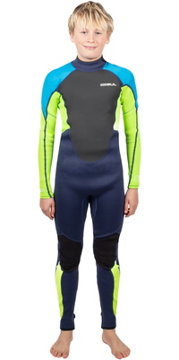 2025 Gul Enfants Response 3/2mm Flatlock Back Zip Combinaison Néoprène RE1322-C1 - Navy / Lime
