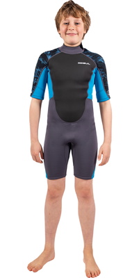 2026 Gul Enfants Response 3/2mm Back Zip Shorty Combinaison Néoprène RE3322-C1 - Grey / Blue