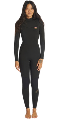 2025 Billabong Femmes Synergy 5/4mm Back Zip Combinaison Néoprène ABJW100134 - Wild Black