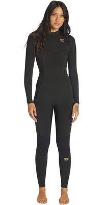 Billabong Femmes Synergy 5/4mm Chest Zip Combinaison Néoprène ABJW100131 - Wild Black