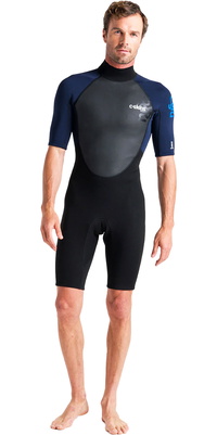2026 C-Skins Hommes Element 2 3/2mm Back Zip Shorty Combinaison Néoprène C-EL32SHM - Black / Slate / Cyan