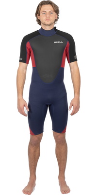 2025 Gul Hommes Response 3/2mm Back Zip Shorty Combinaison Néoprène RE3319-C1 - Navy / Red