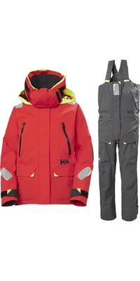 2026 Helly Hansen Femmes Skagen Combinaison De Voile Avec Veste Et Pantalon Offshore 3425634257 - Ebony / Alert Red