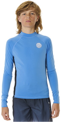2026 Rip Curl Junior Icons UV Brushed Long Sleeve Rash Vest 11YBRV - Blue Gum