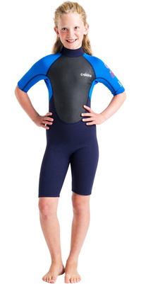 2026 C-Skins Enfants Element 3/2mm Back Zip Shorty Combinaison Néoprène C-EL32SHJ - Slate / Cyan / Multi