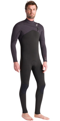 2025 C-Skins Hommes NuWave Session 5/4/3mm Chest Zip Combinaison Néoprène C-NSE54MCZ - Black / Meteor X / Rust