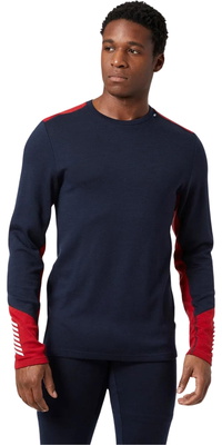Helly Hansen Hommes Lifa Couche De Base Merino Midweight Crew 49364 - Navy