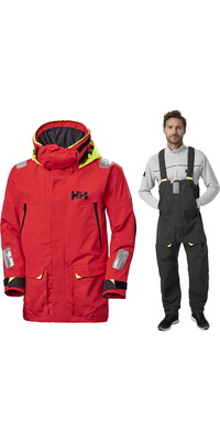 2026 Helly Hansen Mens Skagen Offshore Jacket & Trouser Sailing Suit 3425534254 - Black / Red