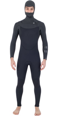 Hurley Hommes Plus Texture 4/3mm à Capuche Chest Zip Combinaison Néoprène MFS0012443 - Black