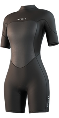 2026 Mystic Femmes Brand 3/2mm Back Zip Flatlock Shorty Combinaison Néoprène 35000.250064 - Black